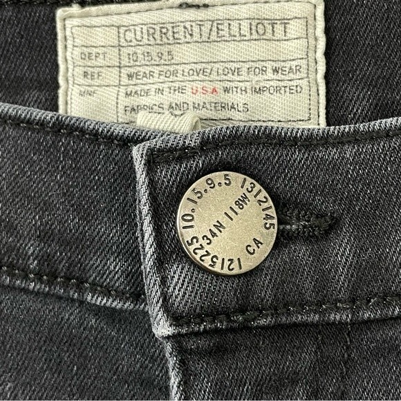 Current/Elliott Faded Black Wash Skinny Jeans Size 26 Distressed Raw Hem - Picture 3 of 5